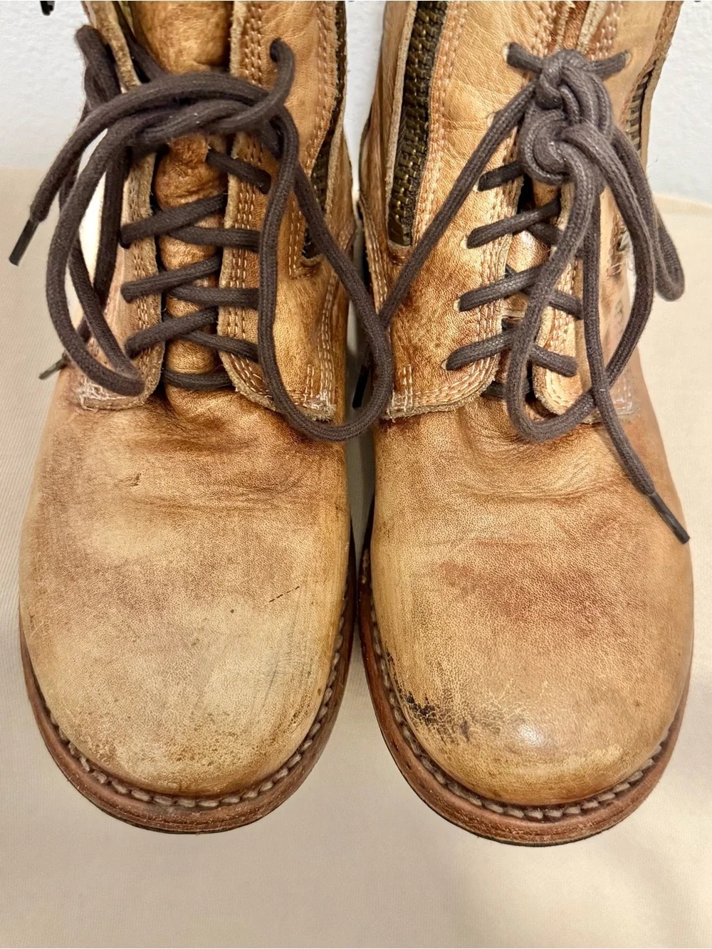 Bed Stu Leather Tactic Trek Tan Rustic Moto Combat Boots Festival Size 8.5 - Picture 3 of 7